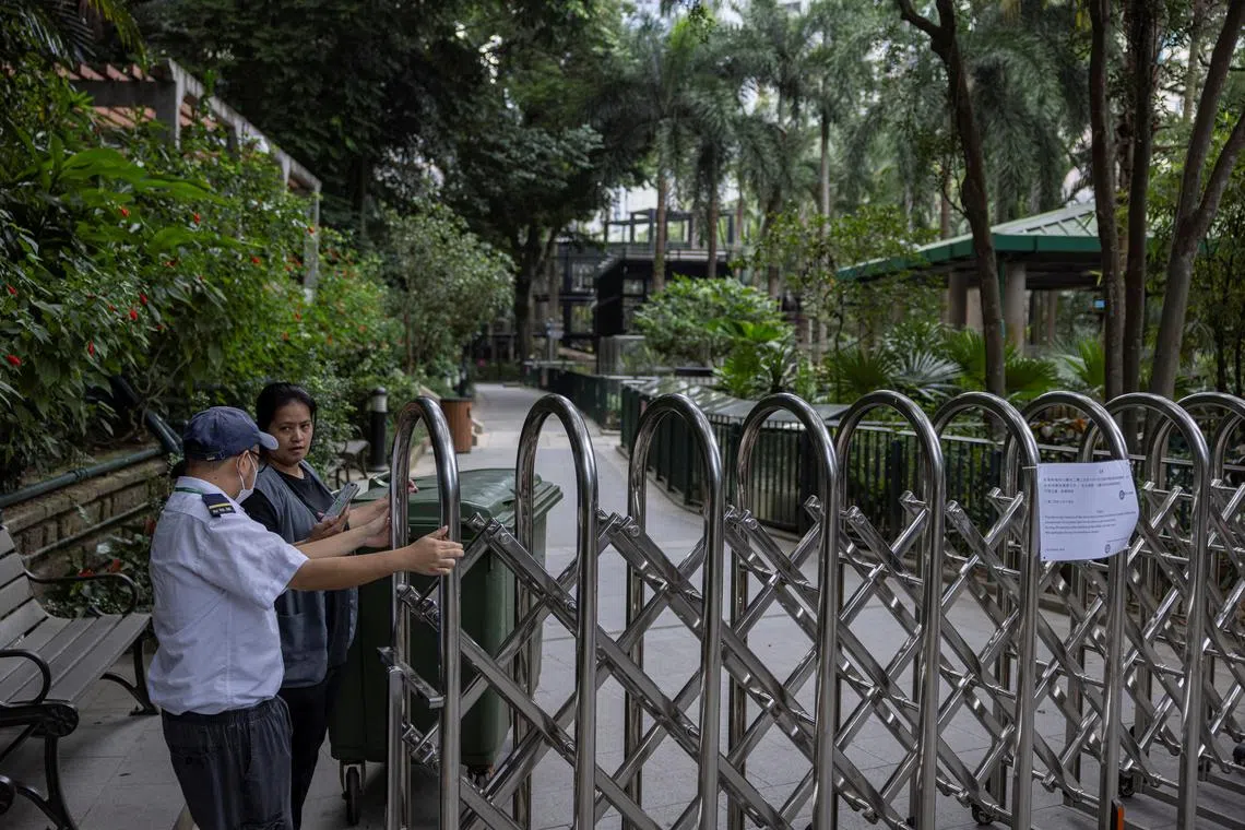 FILE PHOTO: Part of the zoo is seen closed after 11 monkeys died of sepsis following melioidosis infection in the past week, in Hong Kong, China October 21, 2024. REUTERS/Tyrone Siu/File Photo