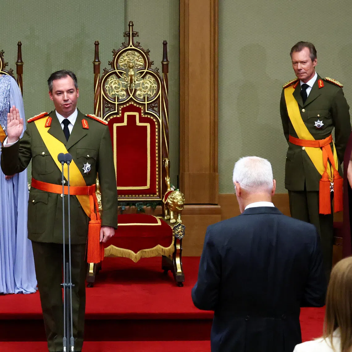 Luxembourg's Hereditary Grand Duke Guillaume is sworn in during his swearing-in ceremony at the Chamber of Deputies in Luxembourg, October 3, 2025. REUTERS/Yves Herman