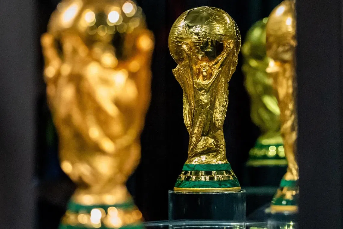 May 25, 2026; Toronto, ON, CAN; FIFA World Cup is displayed during the FIFA World Cup Trophy Tour by Coca-Cola at Nathan Phillips Square. Mandatory Credit: Kevin Sousa-Imagn Images