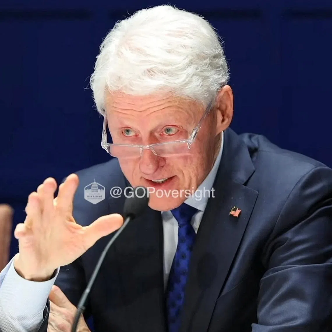 Former U.S. President Bill Clinton testifies behind closed doors to a congressional panel about his ties to the late sex offender Jeffrey Epstein, in a still image from video taken in Chappaqua, New York, U.S. February 27, 2026.   GOP Oversight/Handout via REUTERS