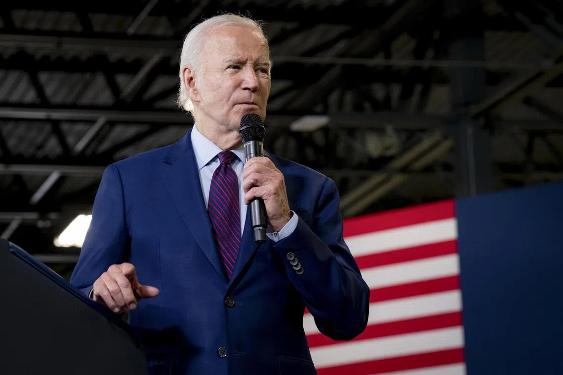 President Joe Biden speaks at an event touting his administration’s economic policies and progress, at Auburn Manufacturing Inc., Auburn, Maine on Friday, July 28, 2023. The Pentagon announced on Monday, July 31, 2023, that President Biden had canceled an order by Trump to move the United States Space Command headquarters to Alabama, prompting an outcry from Republicans who accused him of acting out of political spite amid a fierce partisan standoff over the Pentagon’s abortion access policies. (Desiree Rios/The New York Times)