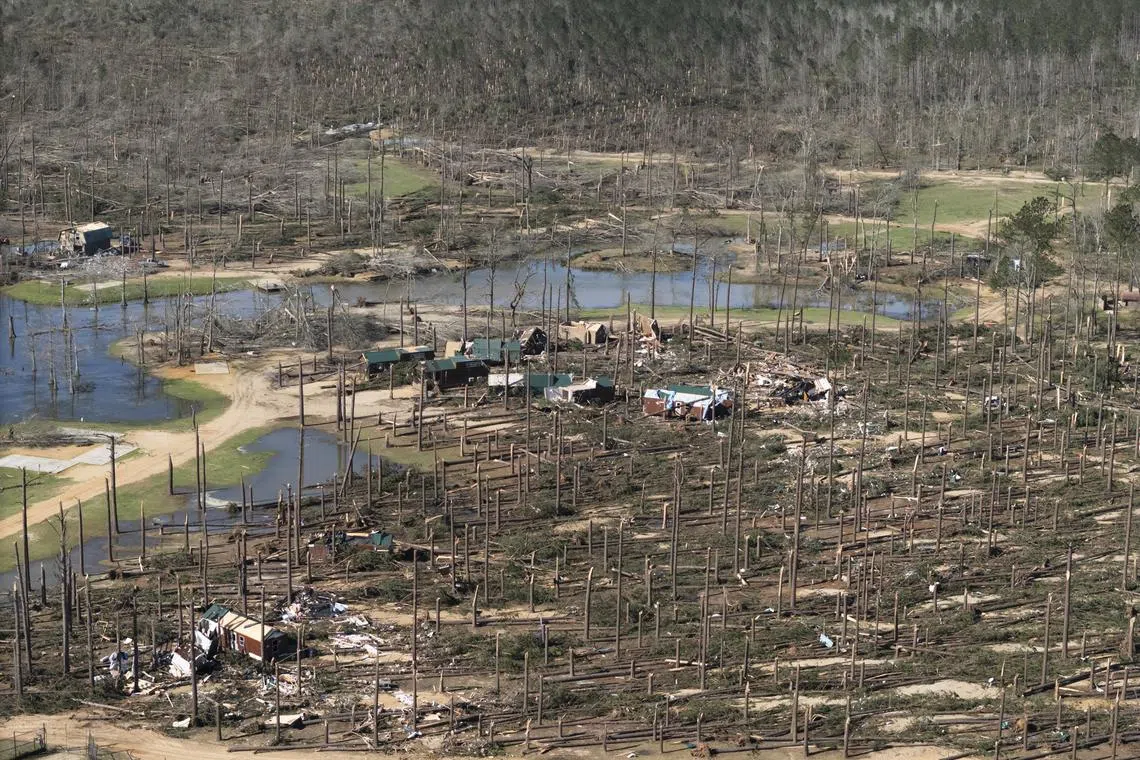 The aftermath of a tornado in Tylertown, Mississippi, on March 16.