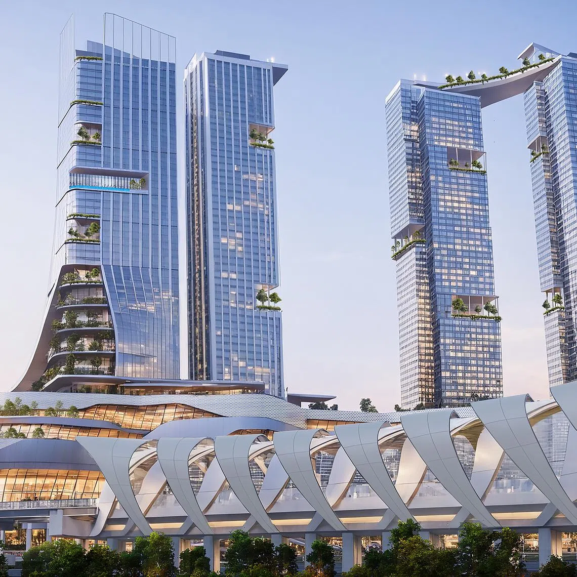 Artist impression of the mall, hotel, residential development near the RTS Link Bukit Chagar station.