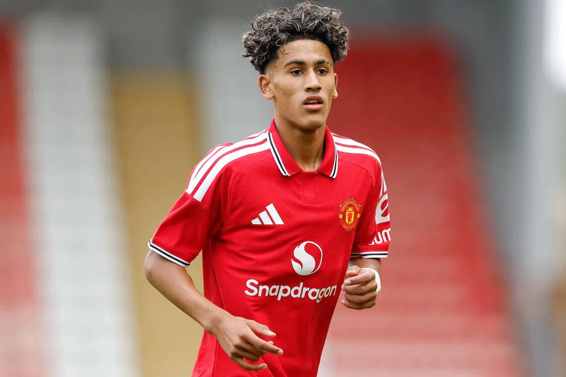 JJ Gabriel during the Manchester United U19 vs Sabah U19 UEFA Youth League match on Sept 10. The forward has been tipped as a future star and spent time training with Michael Carrick’s side.