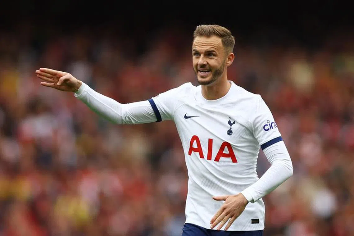 Soccer Football - Premier League - Arsenal v Tottenham Hotspur - Emirates Stadium, London, Britain - September 24, 2023 Tottenham Hotspur's James Maddison reacts Action Images via Reuters/Matthew Childs