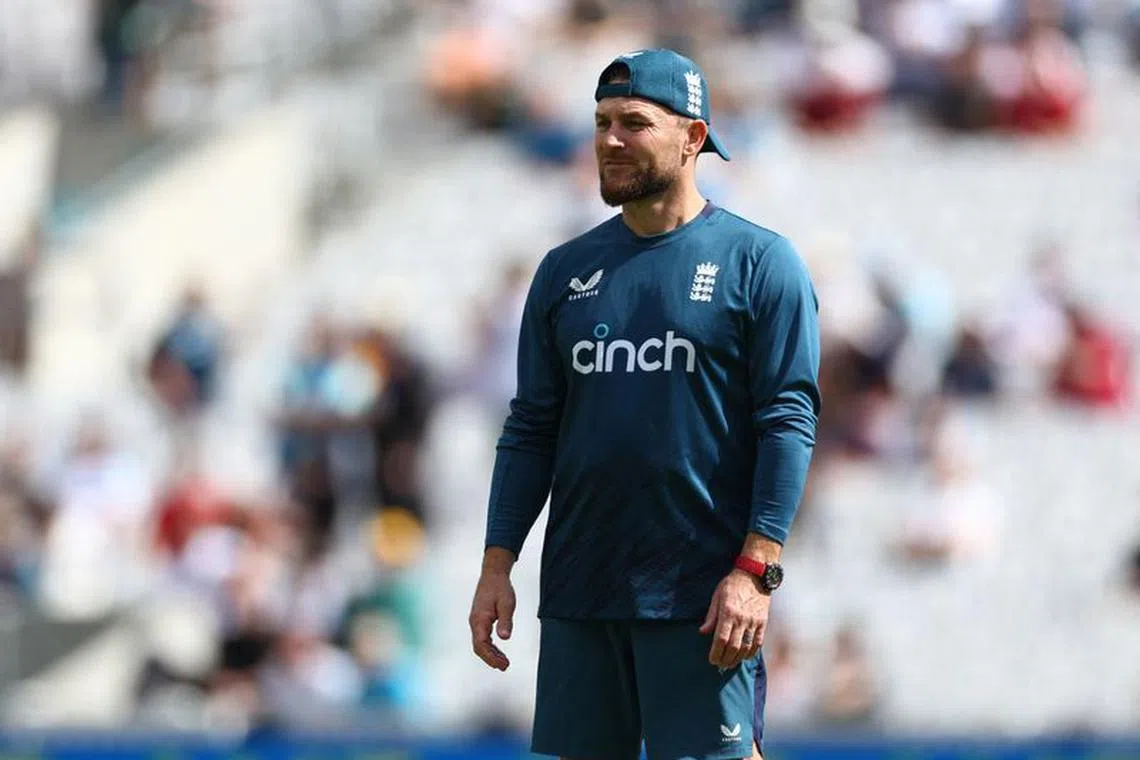 Cricket - Ashes - Fifth Test - England v Australia - The Oval, London, Britain - July 29, 2023 England head coach Brendon McCullum during the warm up before the start of the day's play Action Images via Reuters/Andrew Boyers/File Photo