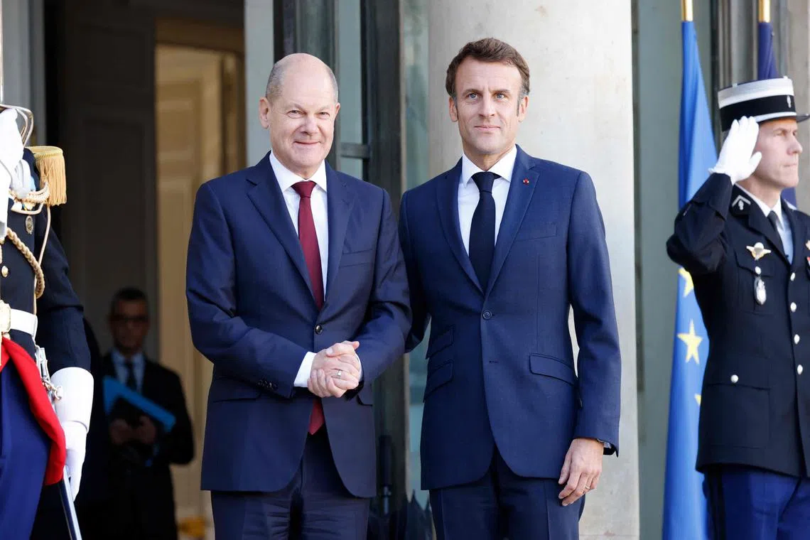 Chancellor Olaf Scholz and President Emmanuel Macron will meet today at the Sorbonne University before a joint Cabinet meeting. 