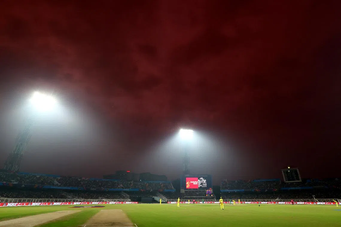 FILE PHOTO: Cricket - ICC Cricket World Cup 2023 - Semi-Final - South Africa v Australia - Eden Gardens, Kolkata, India - November 16, 2023 General view during the match REUTERS/Andrew Boyers/File Photo