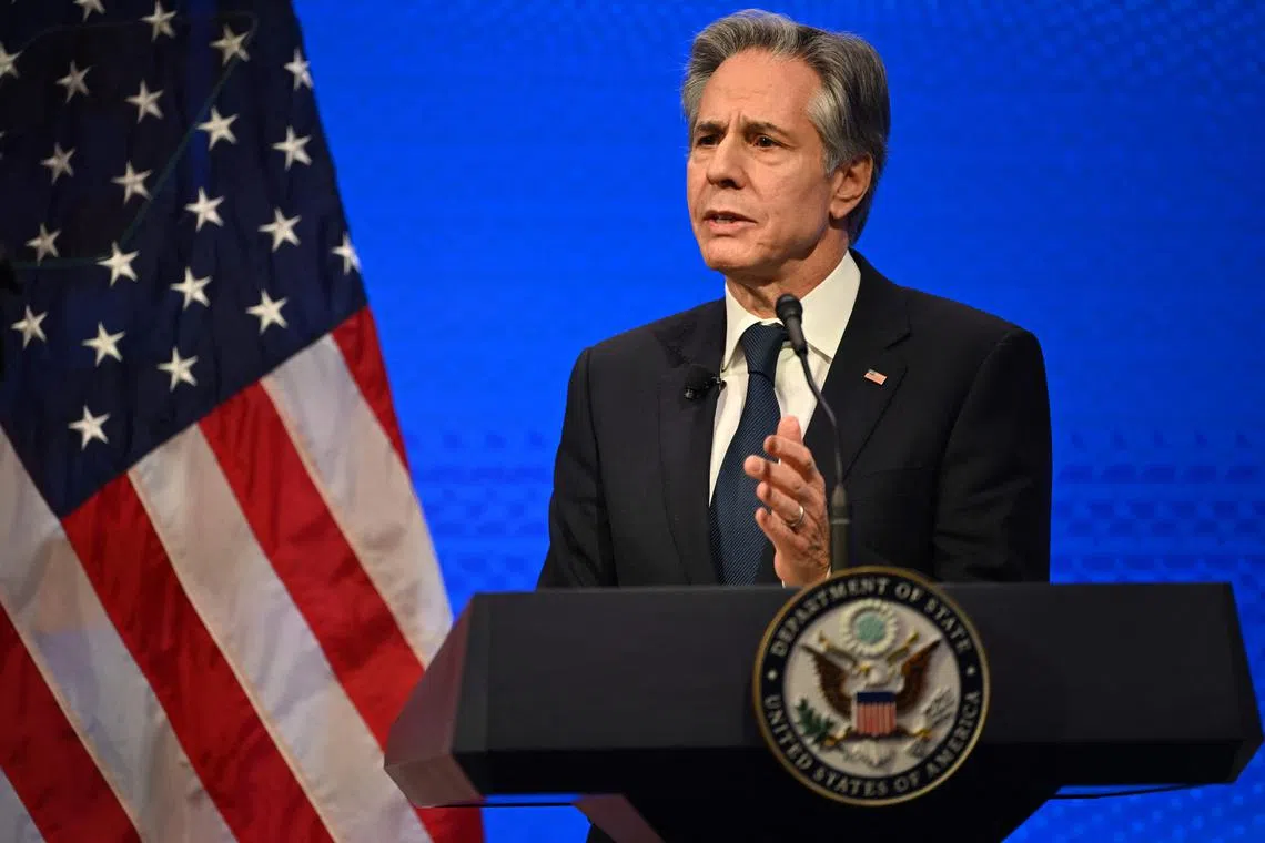 US Secretary of State Antony Blinken was interrupted multiple times as he delivered opening remarks at his final news conference.