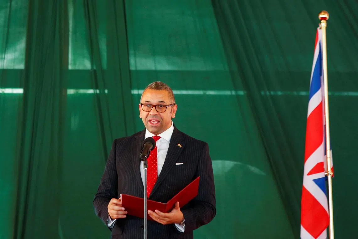 British Foreign Secretary James Cleverly addresses delegates during the groundbreaking ceremony for a railway renovation project at the Kenya Railways headquarters in Nairobi, Kenya December 7, 2022. REUTERS/Monicah Mwangi