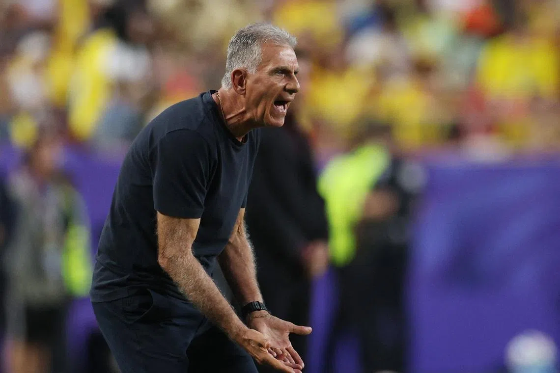 Soccer Football - FIFA World Cup 2026 - Round of 32 - Colombia v Ghana - Kansas City Stadium, Kansas City, Missouri, U.S. - July 3, 2026 Ghana coach Carlos Queiroz reacts REUTERS/Siphiwe Sibeko