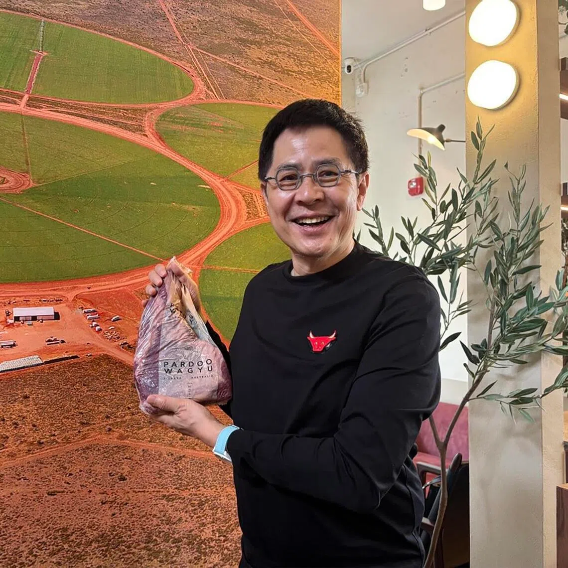 Mr Bruce Cheung, founder of Pardoo Wagyu, with a cut of the Australian beef brand that is now available in Singapore.