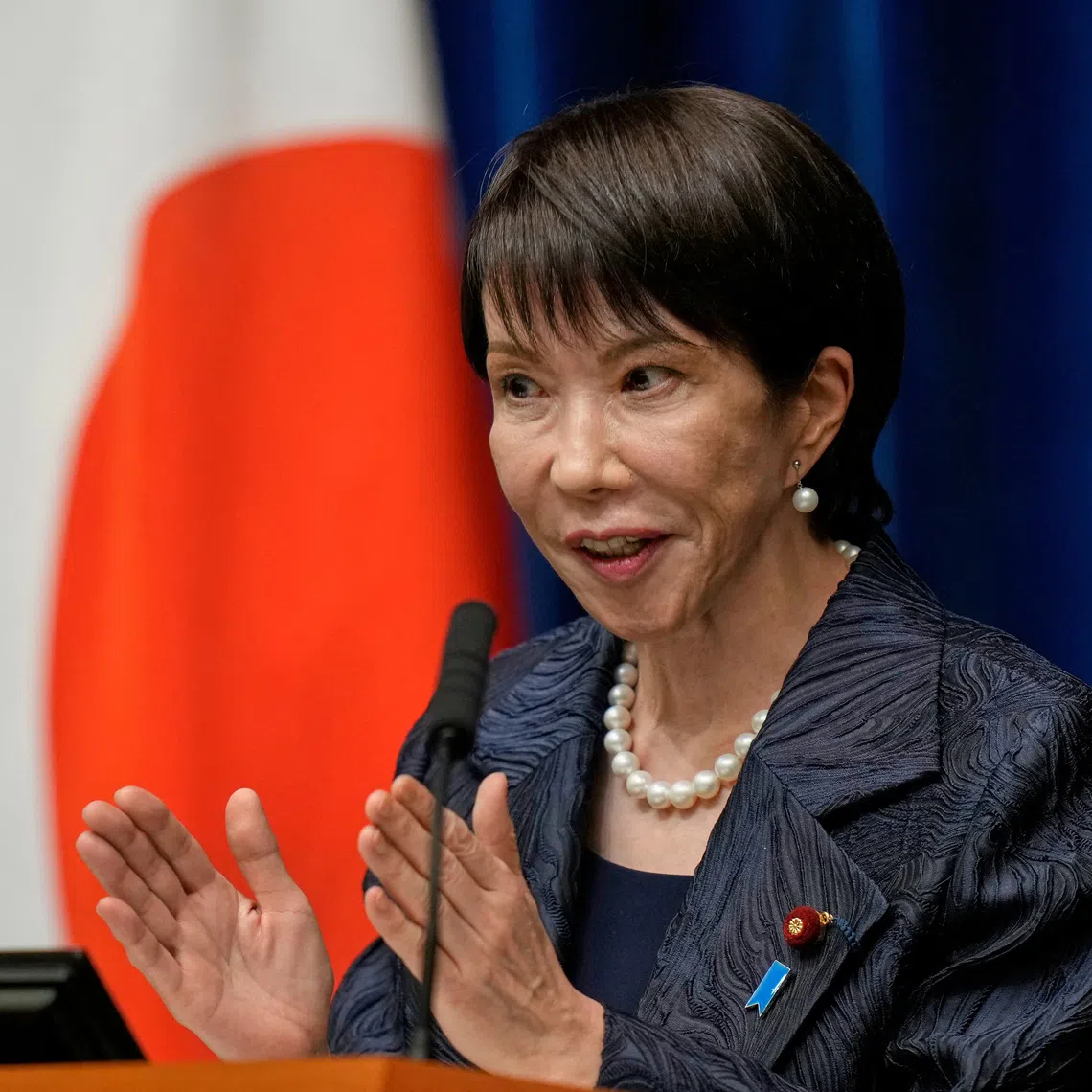Japan's new Prime Minister Sanae Takaichi speaks during a press conference at the prime minister's office, in Tokyo, Japan, October 21, 2025. Eugene Hoshiko/Pool via REUTERS
