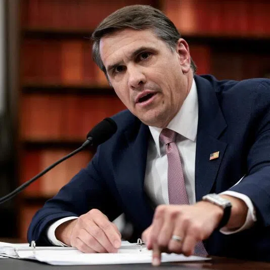 Acting US Attorney-General Todd Blanche testifying during a House Committee hearing on Capitol Hill, in Washington DC, on June 2, 2026.