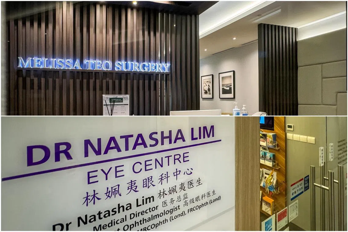 The two doctors are from Melissa Teo Surgery at Mount Elizabeth Novena Specialist Centre and Dr Natasha Lim Eye Centre at Royal Square@Novena.