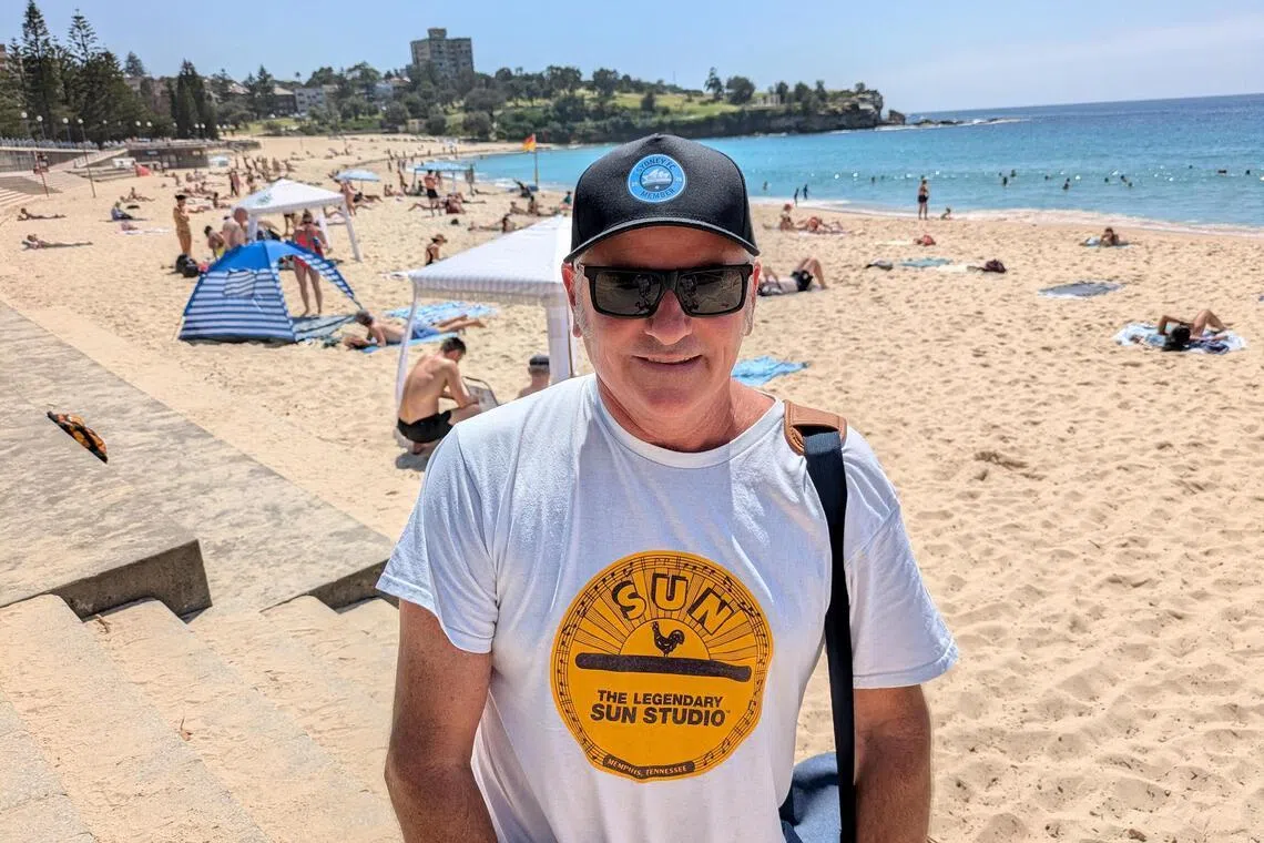 Mr Greg Littrich, 58, from the Sydney beach-side suburb of Coogee, said he has been upset by the spate of shark attacks in January 2026 but this had not prevented him from swimming. PHOTO: JONATHAN PEARLMAN
