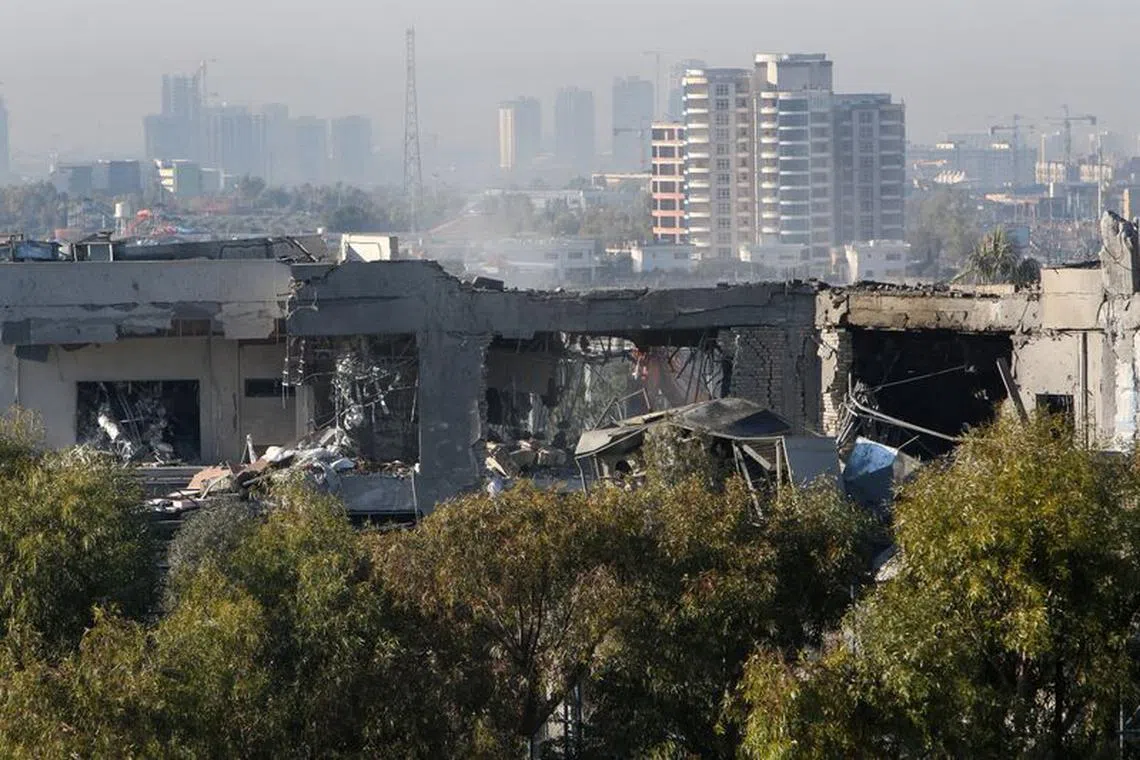 FILE PHOTO: A view of a damaged building following missile attacks, in Erbil, Iraq, January 16, 2024. REUTERS/Azad Lashkari/File Photo