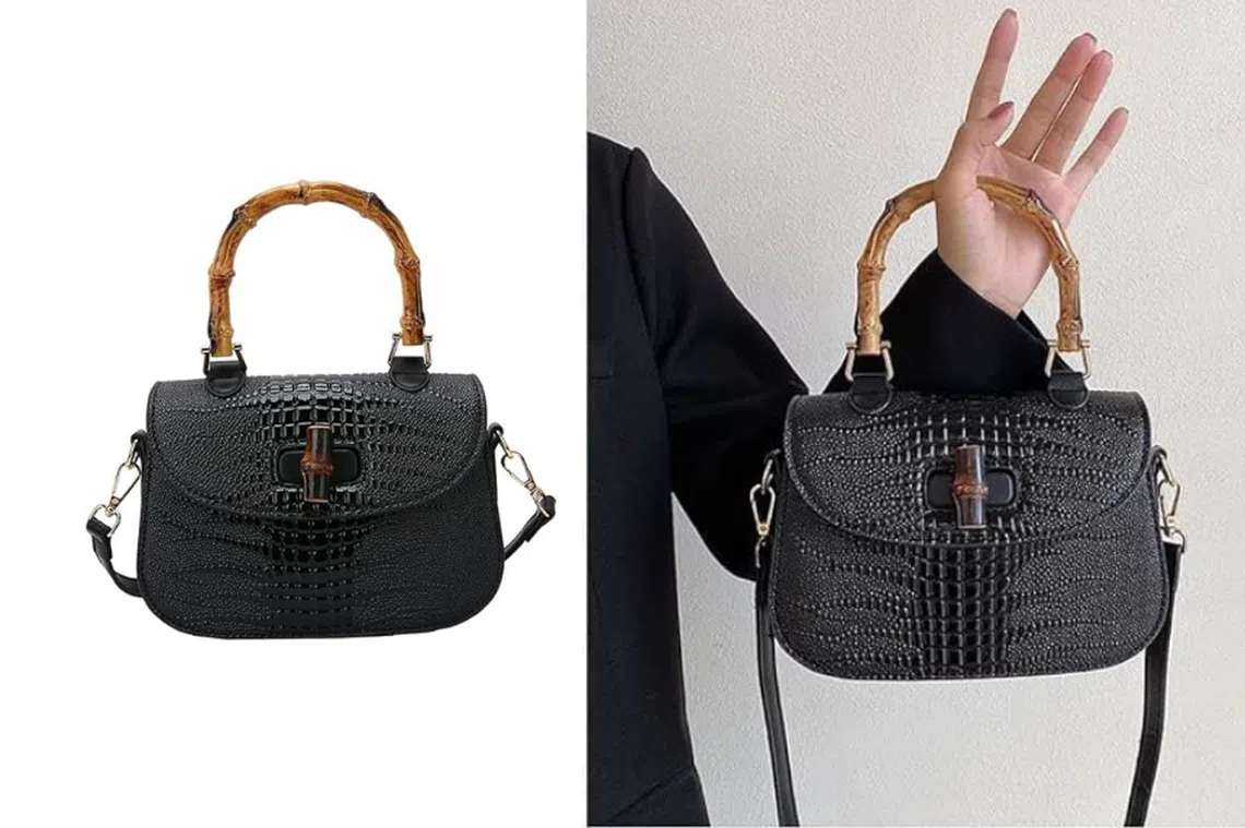 Bamboo handle crossbody handbag