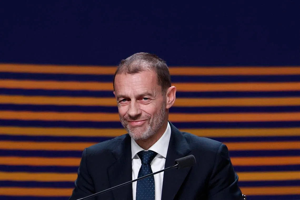 Soccer Football - 50th Ordinary UEFA Congress - Brussels Expo, Brussels, Belgium - February 12, 2026 UEFA president Aleksander Ceferin during the event REUTERS/Benoit Tessier