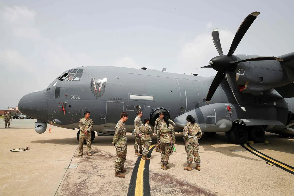 Crew members at the Osan Air Base in Pyeongtaek, South Korea. South Korea’s military has removed about 1,300 Chinese-made cameras installed at its bases.