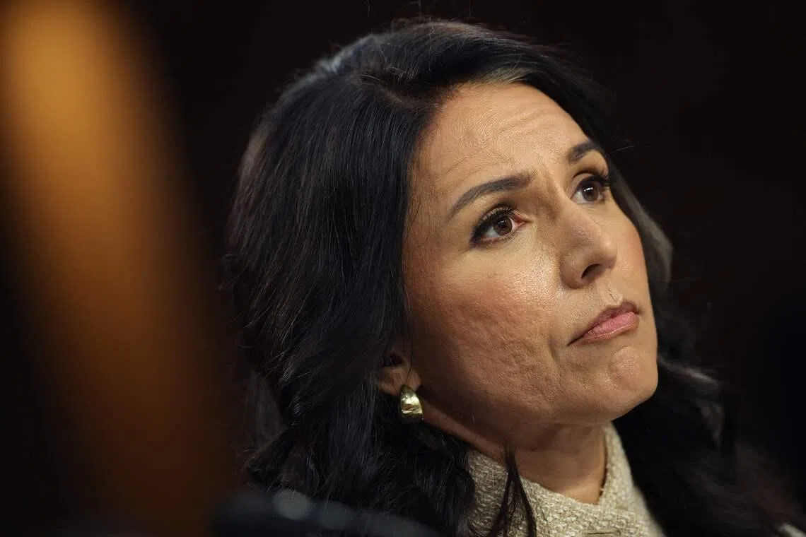 US Director of National Intelligence Tulsi Gabbard testifies during a Senate Intelligence Committee hearing on worldwide threats on March 18.
