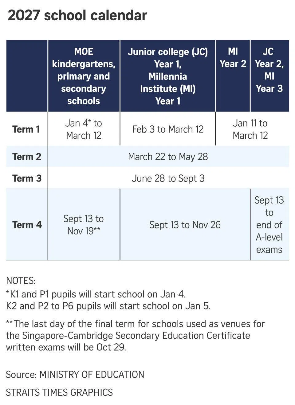 2027 school calendar.