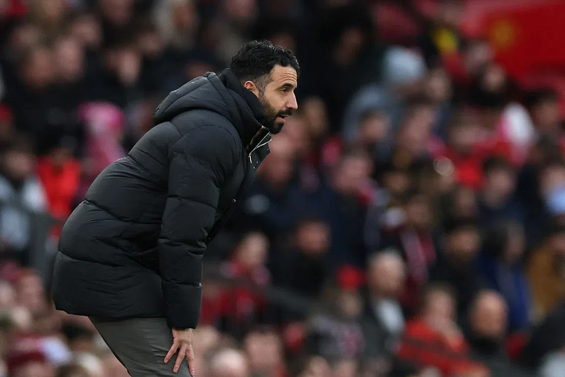 Soccer Football - FA Cup - Fifth Round - Manchester United v Fulham - Old Trafford, Manchester, Britain - March 2, 2025  Manchester United manager Ruben Amorim reacts REUTERS/Phil Noble