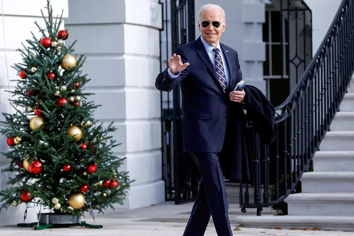 Mr Biden departs the White House for Massachusetts in December.  