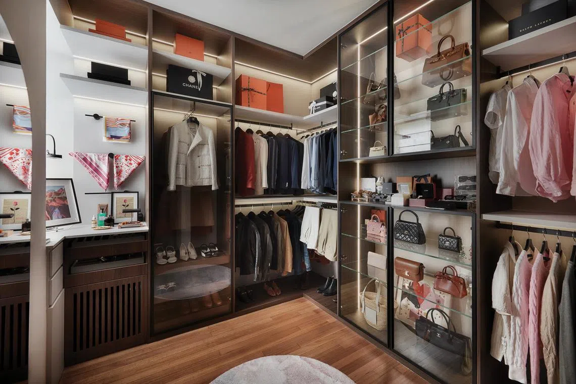 One bedroom was transformed into a boutique-style walk-in wardrobe. 