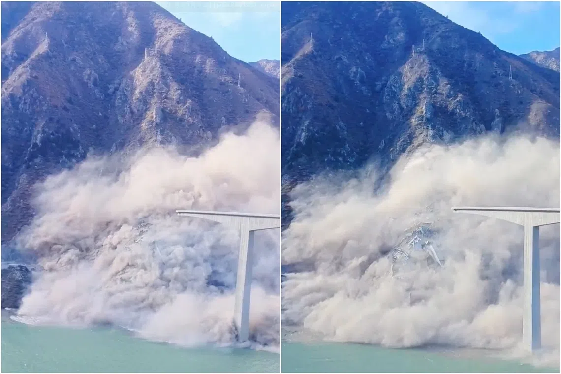 On Nov 11 afternoon conditions on the mountainside worsened, triggering landslides, leading to the collapse of the approach bridge and roadbed.