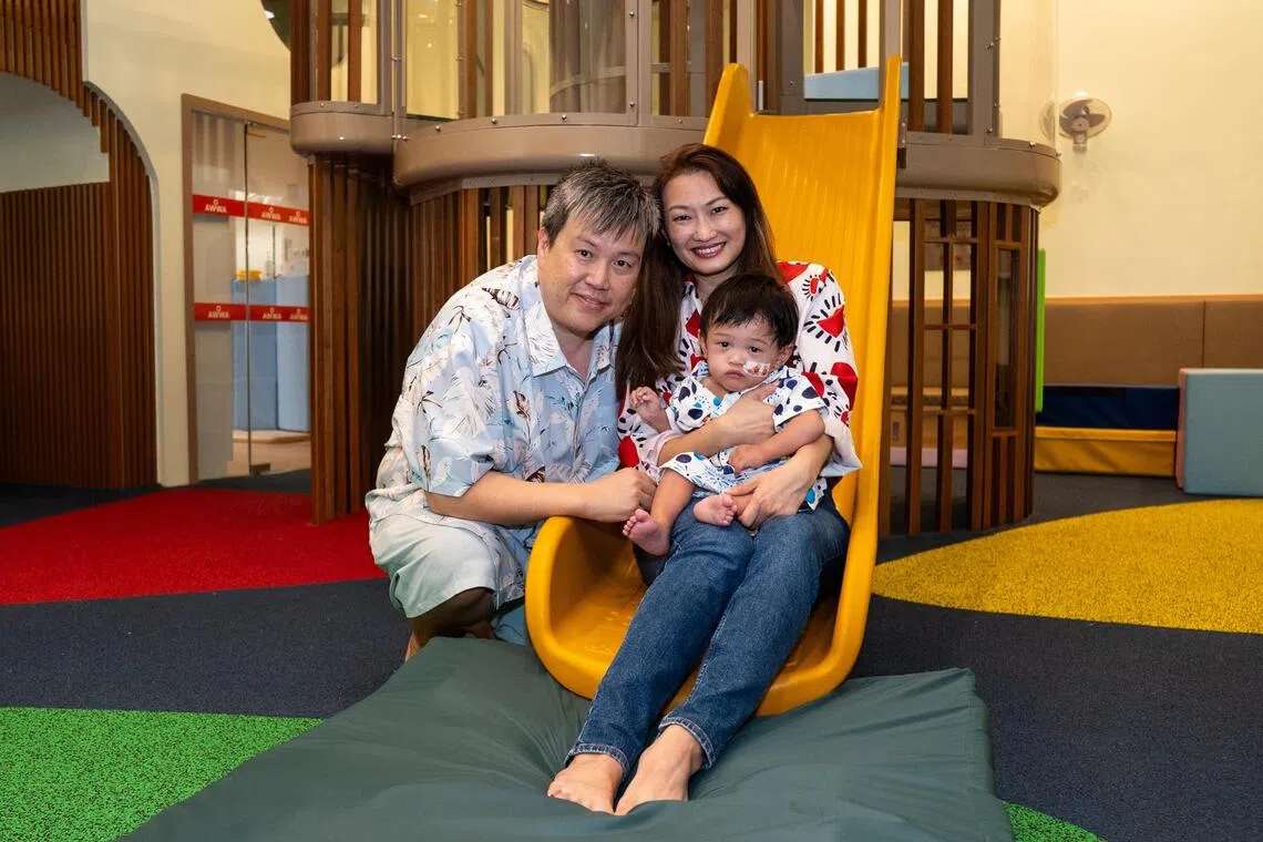 Joshua Mark Tan, one, was born premature at 26 weeks and has complex developmental issues, and this has resulted in his parents Janice Seah, 41, and  John Mark Chen, 47, developing high stress and anxiety.
