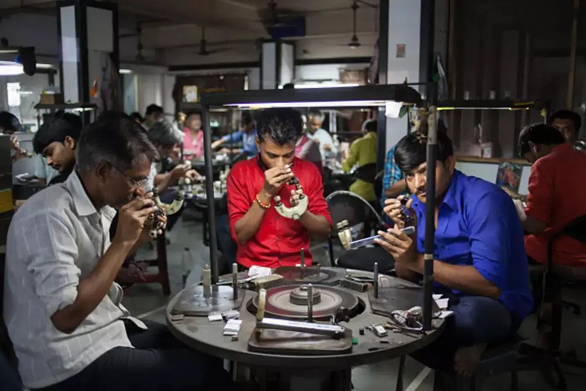 rmgem - India's diamond processing hub of Surat employs at least a million workers to cut, polish and set the gem. Around 90 per cent of the world's diamonds are polished in India. 

Photo credit: GJEPC