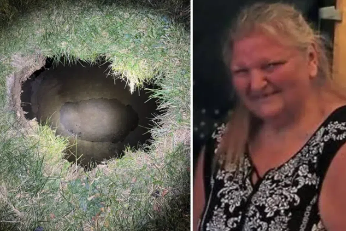 Rescuers believe Ms Elizabeth Pollard, 64, may have fallen into a 9m deep sinkhole that formed as she stepped on it.