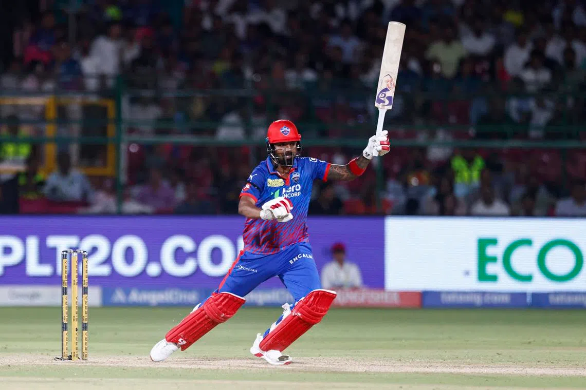 Cricket - Indian Premier League - IPL - Rajasthan Royals v Delhi Capitals - Sawai Mansingh Stadium, Jaipur, India - May 1, 2026 Delhi Capitals' KL Rahul in action REUTERS/Mihir Singh