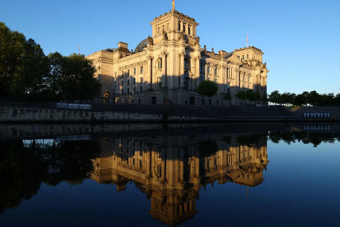 Sunlight illuminates the Reichstag building, the seat of the German parliament, in Berlin, Germany May 6, 2025. REUTERS/Lisi Niesner