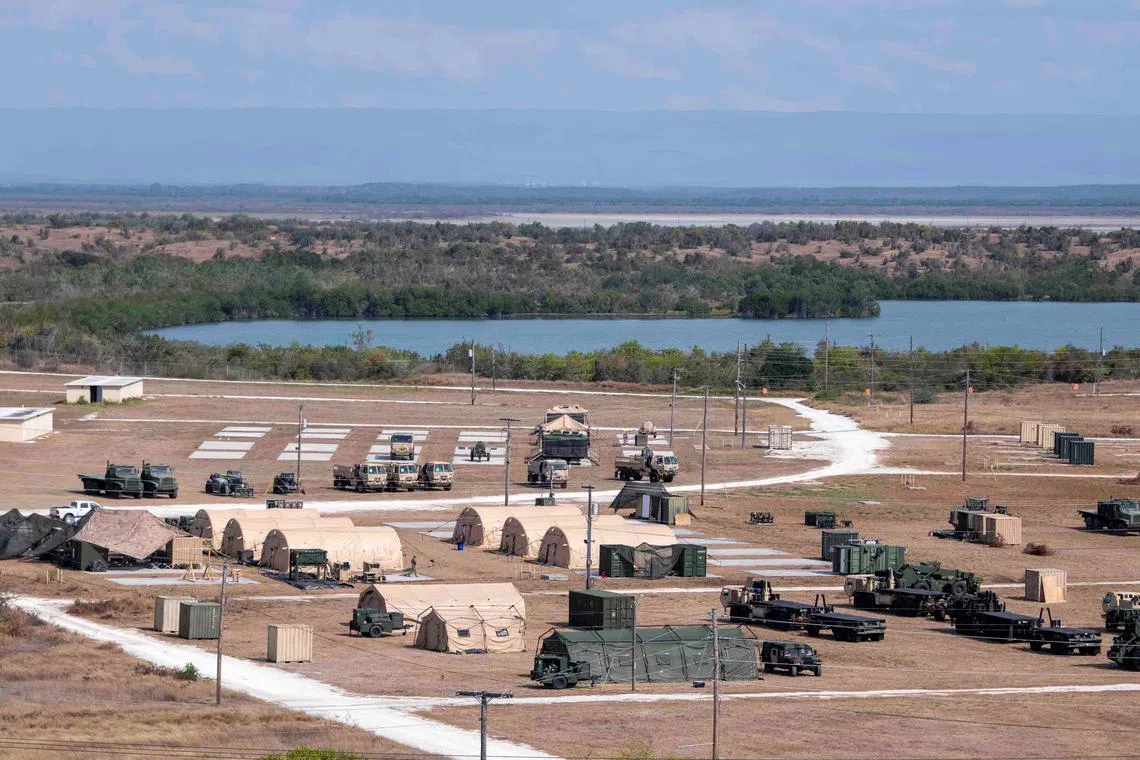 FILE PHOTO: Newly erected holding tents for detained migrants are seen at the United States' Naval Station Guantanamo Bay in Guantanamo Bay, Cuba February 21, 2025.  U.S. Navy/AFN Guantanamo Bay Public Affairs/Handout via REUTERS/File Photo