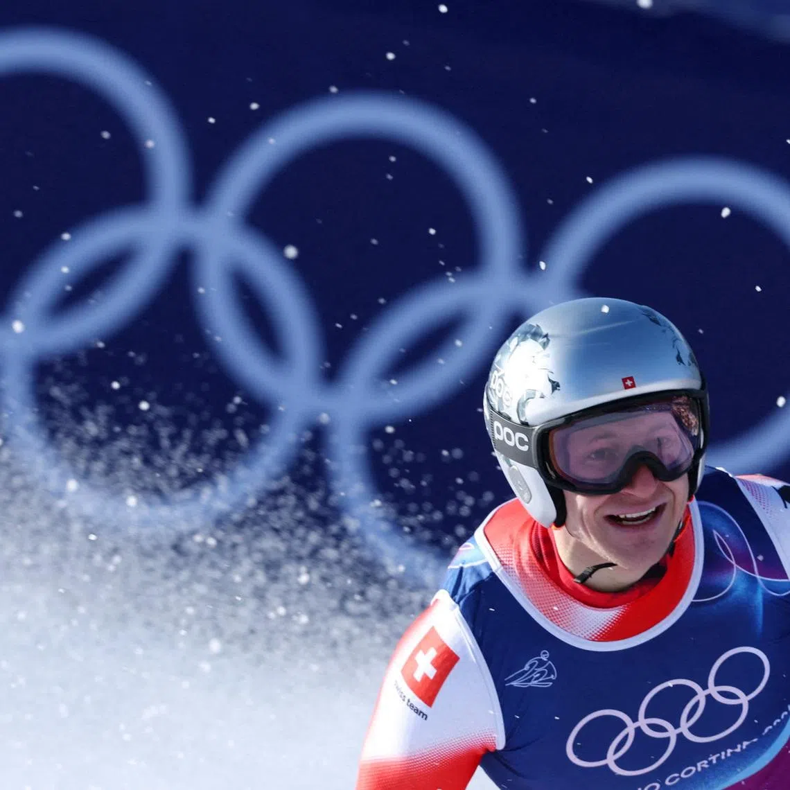 Milano Cortina 2026 Olympics - Alpine Skiing - Men's Team Combined Downhill - Stelvio Ski Centre, Bormio, Italy - February 09, 2026. Marco Odermatt of Switzerland reacts after his run during the Men's Team Combined Downhill REUTERS/Denis Balibouse