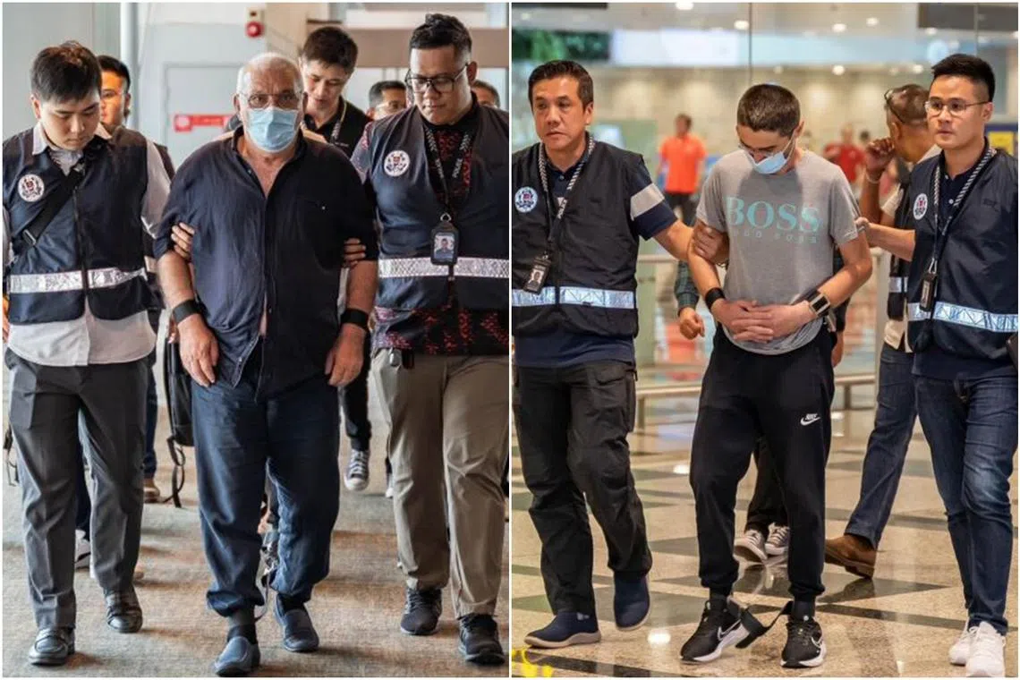 Darsania Tamazi (left) and Abralava Irakli stole currencies worth more than $133,000 from a money changer. 