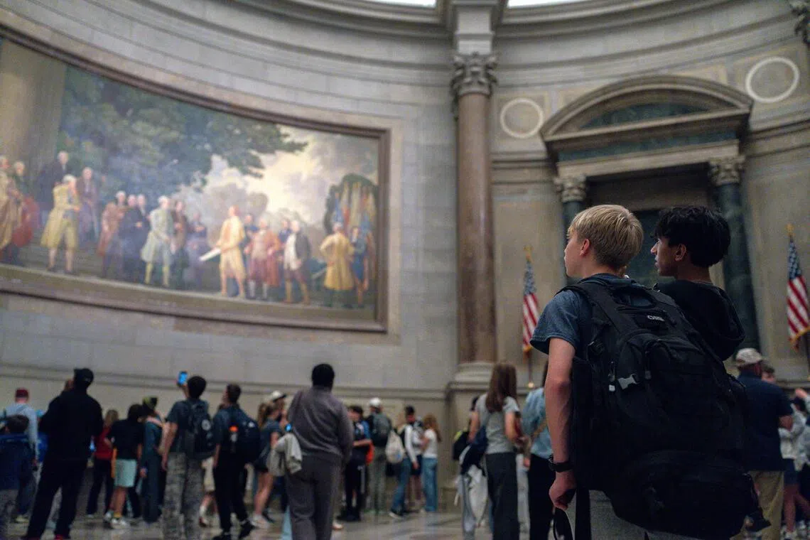 Visitors in the Rotunda at the Capitol in Washington. The National Archives has added the Emancipation Proclamation and the 19th Amendment to the grand central rotunda of its headquarters in Washington, the first additions to its permanent display of founding documents in nearly 75 years. 