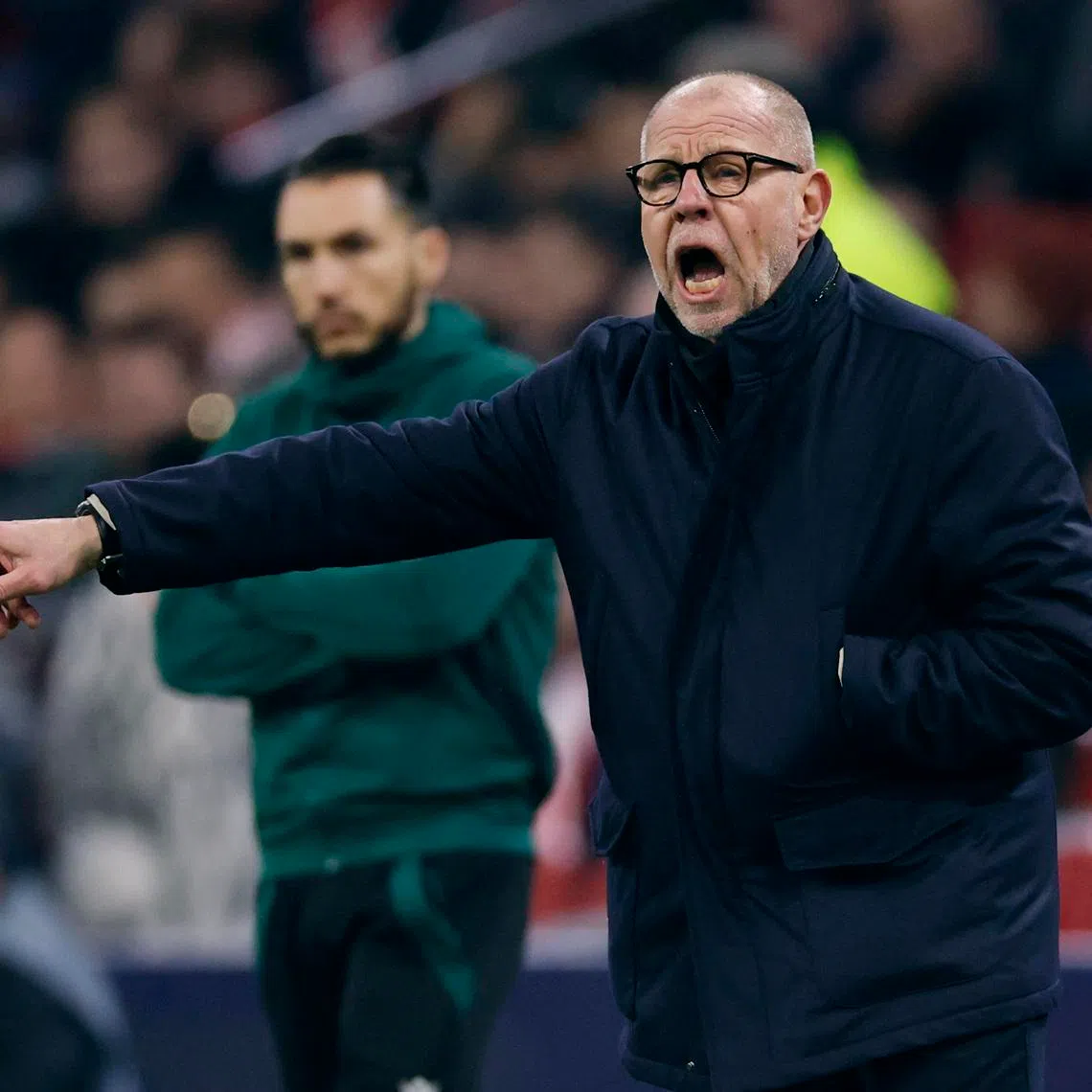 Soccer Football - UEFA Champions League - Ajax Amsterdam v Olympiacos - Johan Cruijff Arena, Amsterdam, Netherlands - January 28, 2026 Ajax Amsterdam coach Fred Grim reacts REUTERS/Maurice Van Steen
