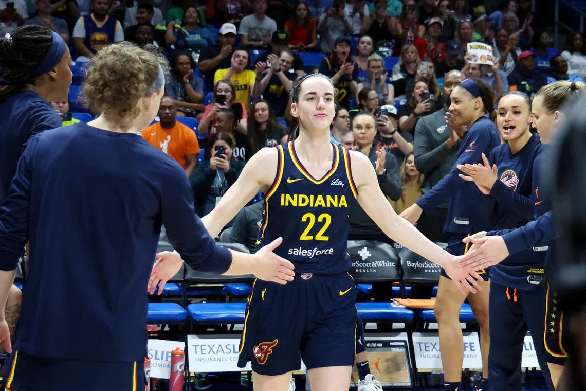 Indiana Fever guard Caitlin Clark during pre-game introduction before the game against the Dallas Wings at College Park Centre.