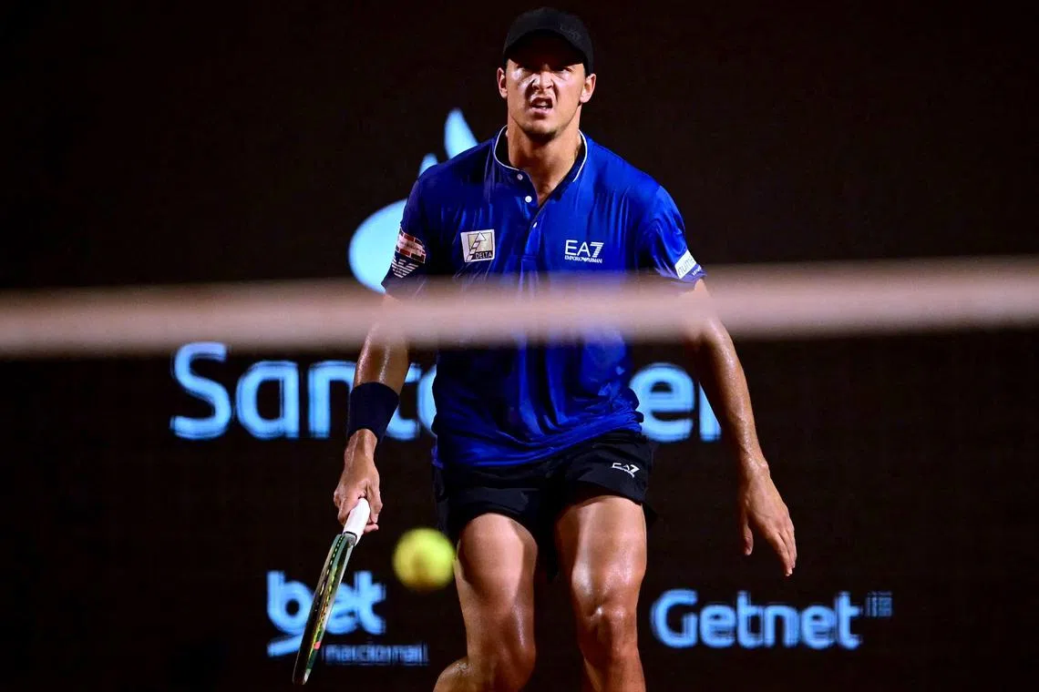 Italy's Luciano Darderi at the Rio Open in February 2025. He shocked Dutch top seed Tallon Griekspoor in the Grand Prix Hassan II final in Morocco.
