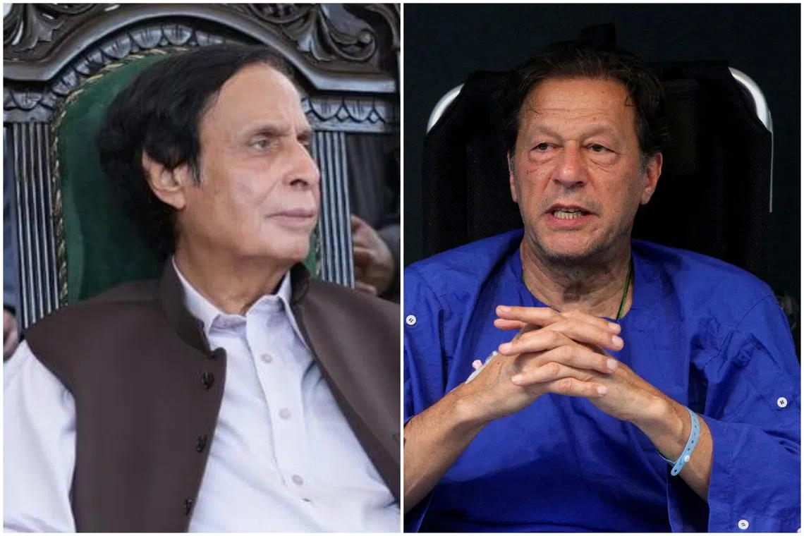 Punjab Chief Minister Chaudhry Parvez Elahi (left), an ally of former Pakistan PM Imran Khan, secured 186 votes in the 371-member house.