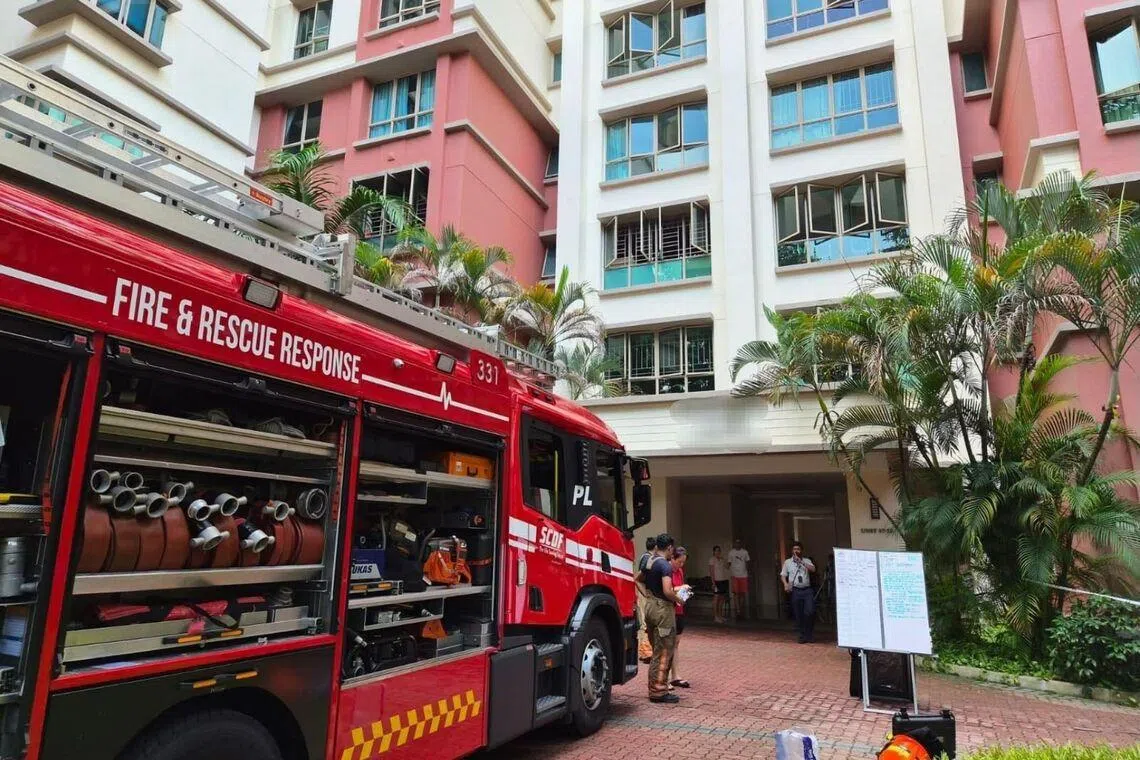 Four people were assessed for smoke inhalation and taken to Singapore General Hospital. 