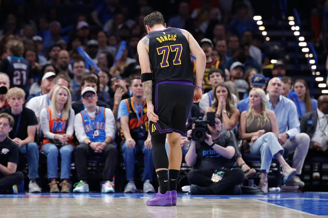 Oklahoma City Thunder crush Los Angeles Lakers as Luka Doncic exits NBA clash injured