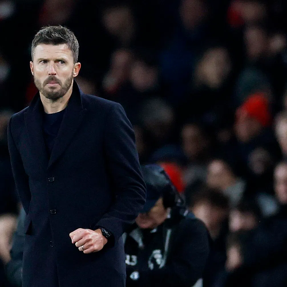 Soccer Football - Premier League - Arsenal v Manchester United - Emirates Stadium, London, Britain - January 25, 2026 Manchester United manager Michael Carrick celebrates after the match Action Images via Reuters/Peter Cziborra