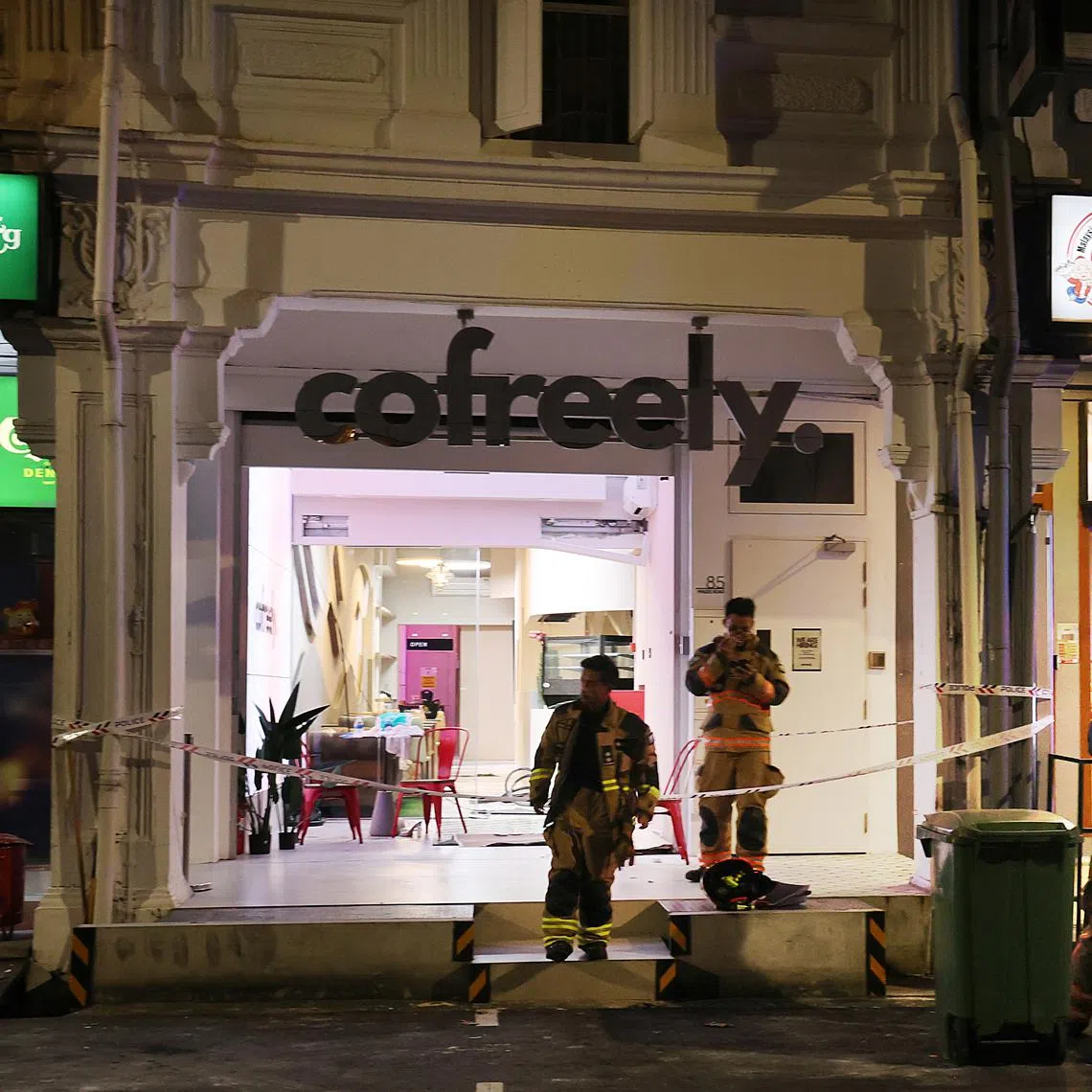 The fire involved the contents of a kitchen on the first floor of the two-storey shophouse.