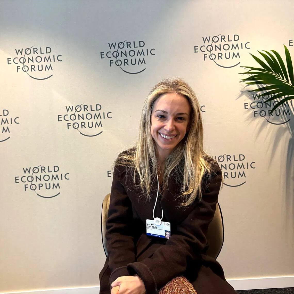 American clinical psychologist Dr Rebecca Kennedy on the sidelines of the World Economic Forum in Davos, Switzerland on Jan 21.