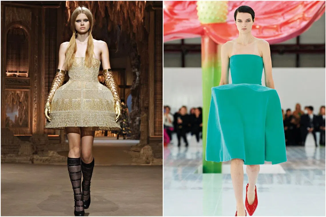 Some designers are looking back to 18th-century garments like crinolines and hoop skirts to put the focus on the hip.