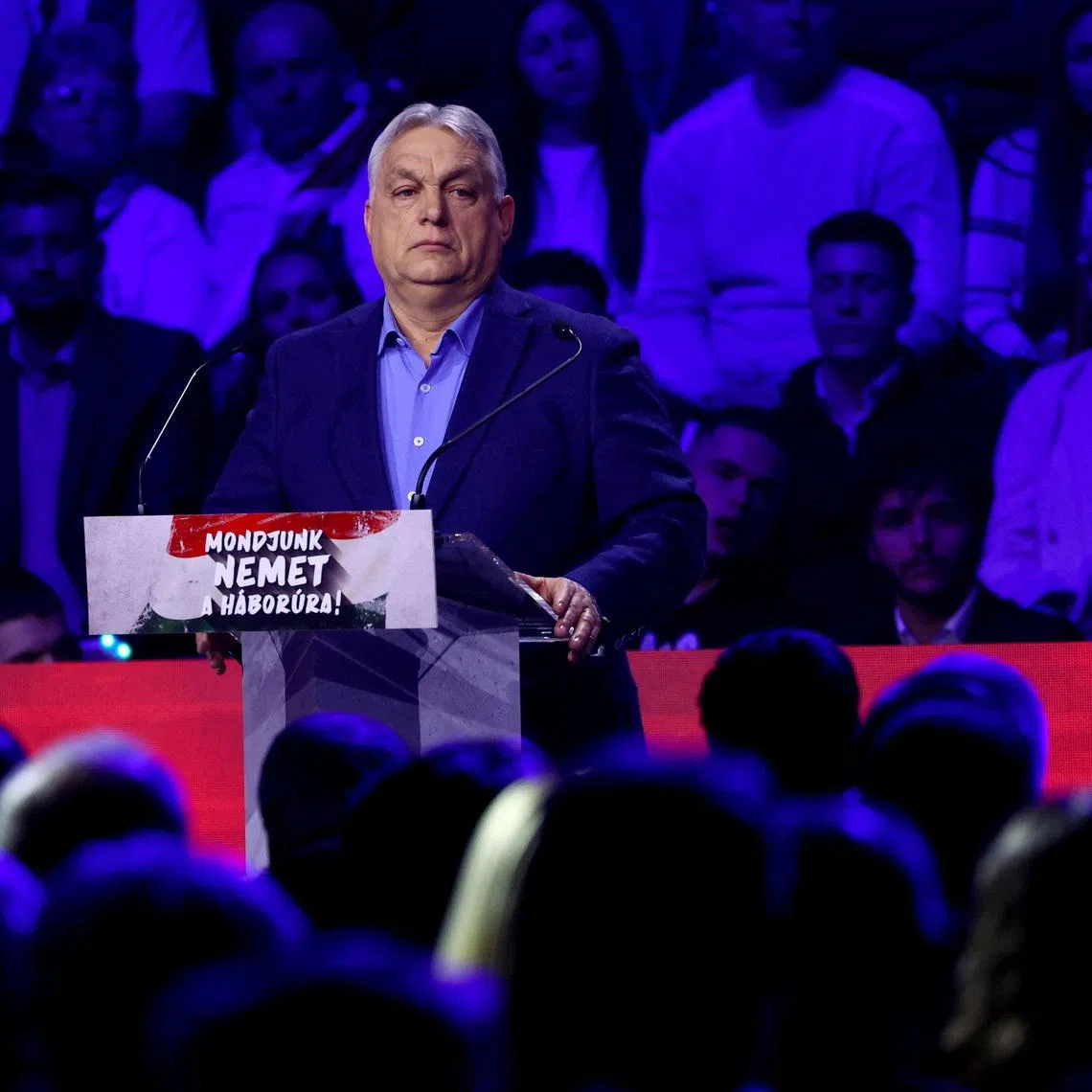 Hungarian Prime Minister Viktor Orban attends a campaign rally in Debrecen, Hungary, March 7, 2026. REUTERS/Bernadett Szabo